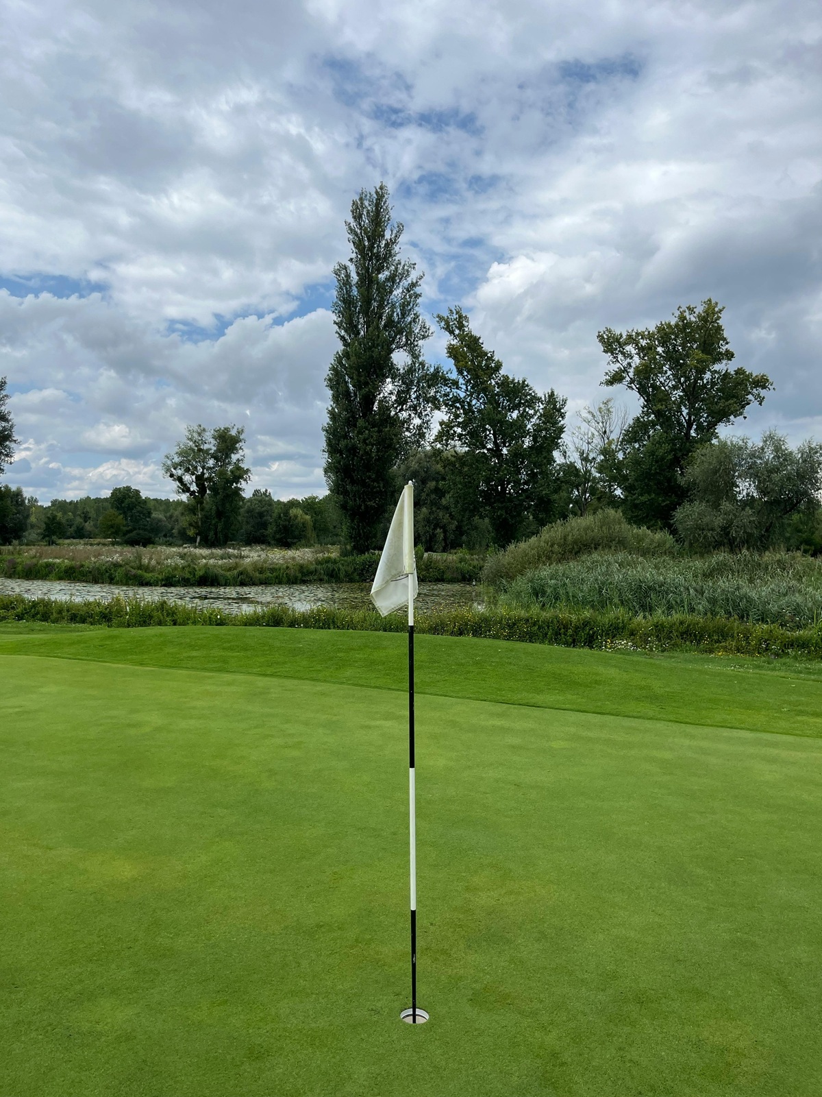 Imagen de un hoyo de golf con su bandera